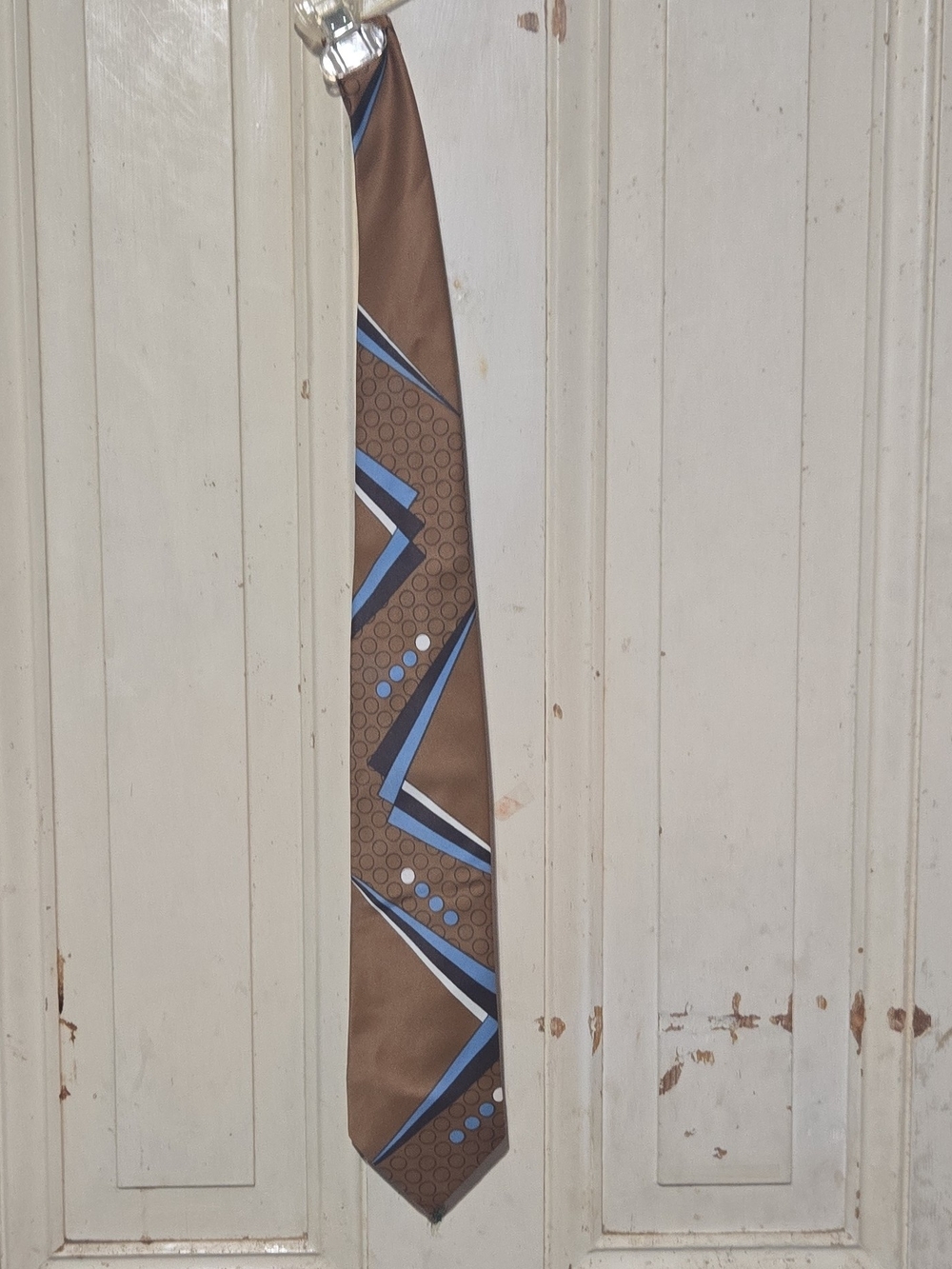 Brown and Blue Patterned Men's Tie